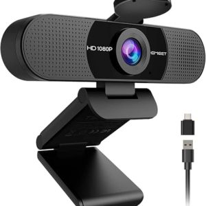 EMEET 1080P Webcam with Microphone, C960 Web Cam, 2 Mics, 90° FOV, USB Type-A & A-to-C Adapter, Plug&Play Computer Camera for Online Calling, Zoom/Teams/Facetime, Switch 2 Camera Support, 2025 Version